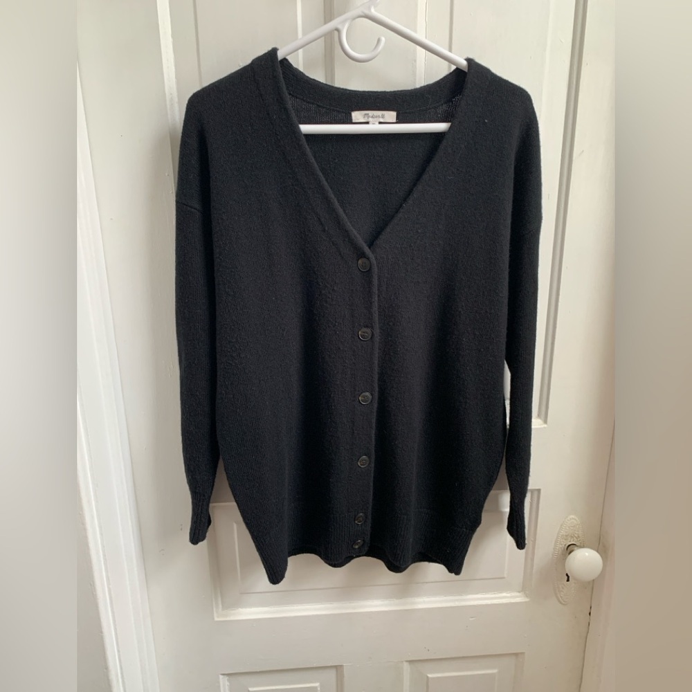 Madewell Oversized Black V Neck Cardigan XS